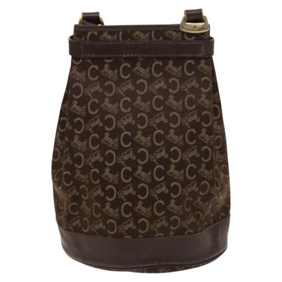 CELINE C Sulky Shoulder Bag Canvas Brown Gold Auth 123897