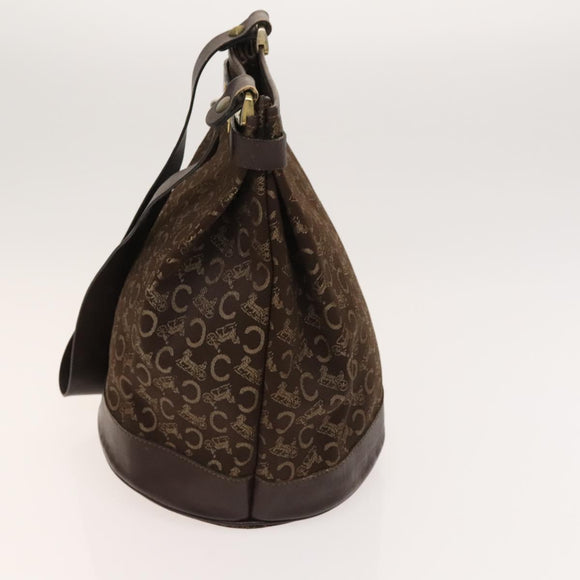 CELINE C Sulky Shoulder Bag Canvas Brown Gold Auth 123897