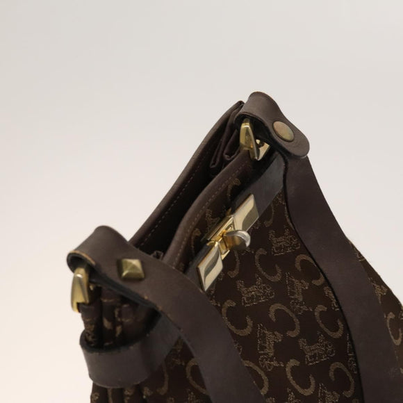CELINE C Sulky Shoulder Bag Canvas Brown Gold Auth 123897