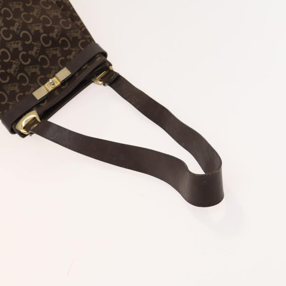 CELINE C Sulky Shoulder Bag Canvas Brown Gold Auth 123897