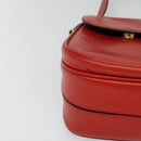 CELINE Shoulder Bag Leather Red Gold Auth 123901-10