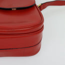 CELINE Shoulder Bag Leather Red Gold Auth 123901-15