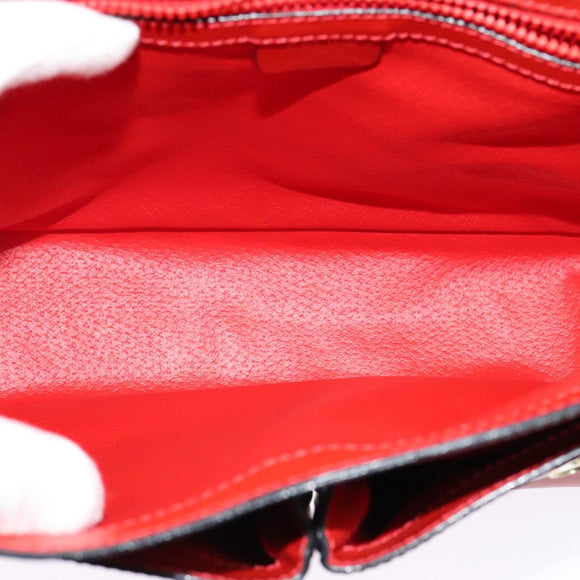 CELINE Shoulder Bag Leather Red Gold Auth 123901