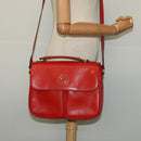 CELINE Shoulder Bag Leather Red Gold Auth 123901-23