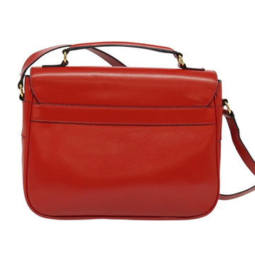 CELINE Shoulder Bag Leather Red Gold Auth 123901 - 0