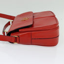 CELINE Shoulder Bag Leather Red Gold Auth 123901-3