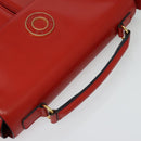 CELINE Shoulder Bag Leather Red Gold Auth 123901-6