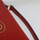 CELINE Shoulder Bag Leather Red Gold Auth 123901-8