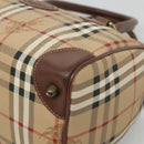 Burberrys Nova Check Hand Bag PVC Beige Gold Auth 123902-8