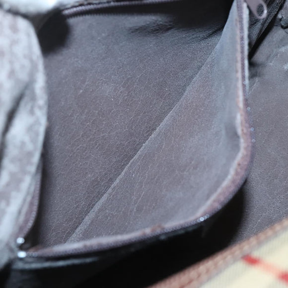 Burberrys Nova Check Hand Bag PVC Beige Gold Auth 123902