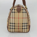 Burberrys Nova Check Hand Bag PVC Beige Gold Auth 123902-3