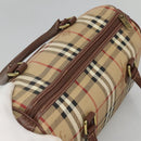 Burberrys Nova Check Hand Bag PVC Beige Gold Auth 123902-6