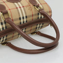 Burberrys Nova Check Hand Bag PVC Beige Gold Auth 123902-7