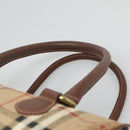 Burberrys Nova Check Hand Bag PVC Beige Gold Auth 123902-14