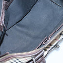 BURBERRY Nova Check Hand Bag Canvas Beige Silver Auth 123903-16