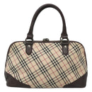 BURBERRY Nova Check Hand Bag Canvas Beige Silver Auth 123903-3