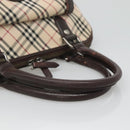 BURBERRY Nova Check Hand Bag Canvas Beige Silver Auth 123903-7