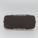 BURBERRY Nova Check Hand Bag Canvas Beige Silver Auth 123903-9