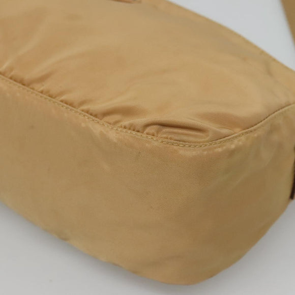 PRADA Shoulder Bag Nylon Beige Silver Auth 123907