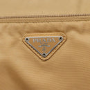 PRADA Shoulder Bag Nylon Beige Silver Auth 123907-18