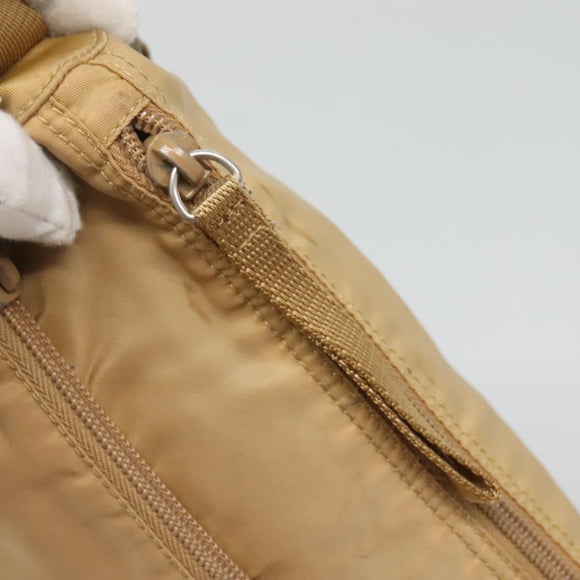 PRADA Shoulder Bag Nylon Beige Silver Auth 123907