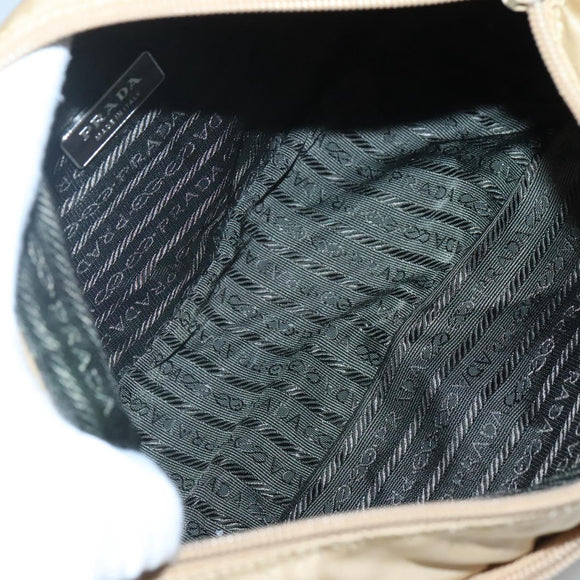 PRADA Shoulder Bag Nylon Beige Silver Auth 123907