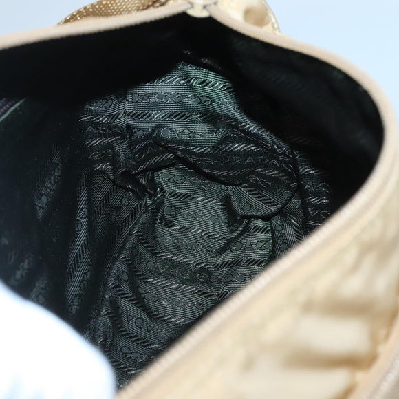 PRADA Shoulder Bag Nylon Beige Silver Auth 123907