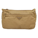 PRADA Shoulder Bag Nylon Beige Silver Auth 123907-13