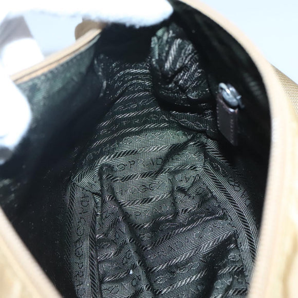 PRADA Shoulder Bag Nylon Beige Silver Auth 123907