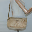 PRADA Shoulder Bag Nylon Beige Silver Auth 123907-25