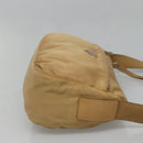PRADA Shoulder Bag Nylon Beige Silver Auth 123907-3