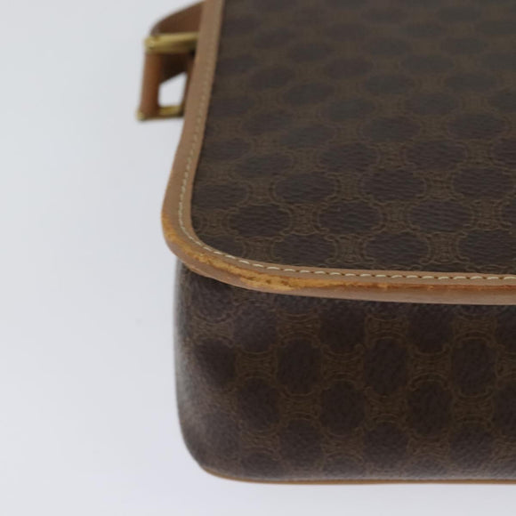 CELINE Macadam Canvas Circle Shoulder Bag PVC Leather Brown Gold Auth 123950