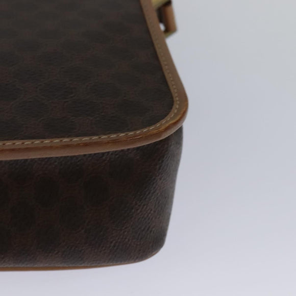 CELINE Macadam Canvas Circle Shoulder Bag PVC Leather Brown Gold Auth 123950
