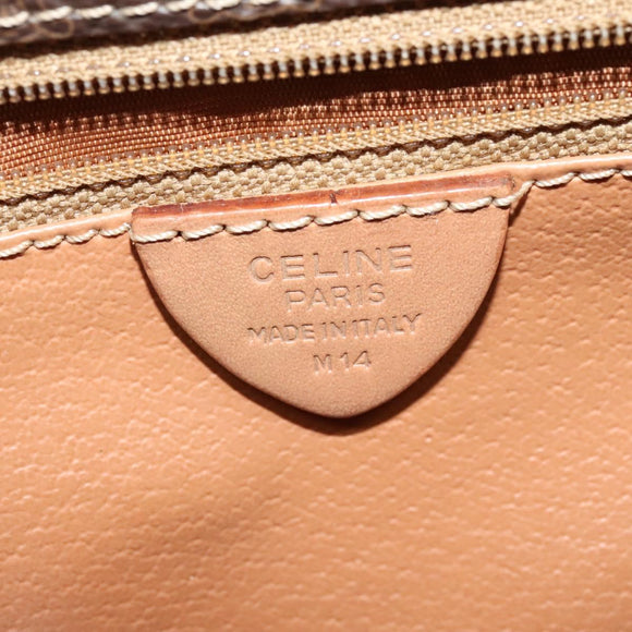 CELINE Macadam Canvas Circle Shoulder Bag PVC Leather Brown Gold Auth 123950