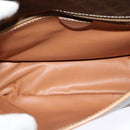 CELINE Macadam Canvas Circle Shoulder Bag PVC Leather Brown Gold Auth 123950-16