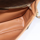CELINE Macadam Canvas Circle Shoulder Bag PVC Leather Brown Gold Auth 123950-18
