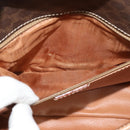 CELINE Macadam Canvas Circle Shoulder Bag PVC Leather Brown Gold Auth 123950-19