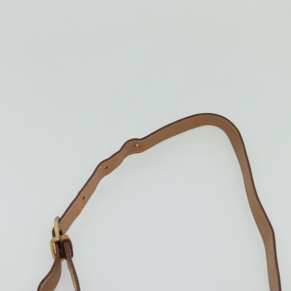 CELINE Macadam Canvas Circle Shoulder Bag PVC Leather Brown Gold Auth 123950