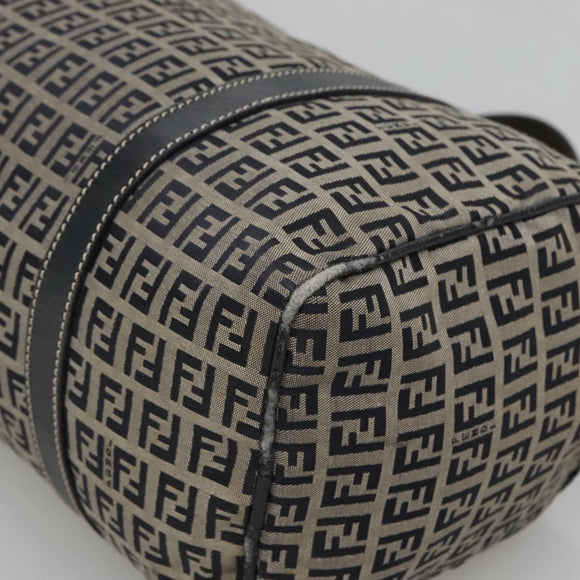 FENDI Zucchino Canvas Hand Bag Navy Silver Auth 123956