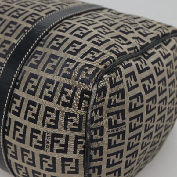 FENDI Zucchino Canvas Hand Bag Navy Silver Auth 123956