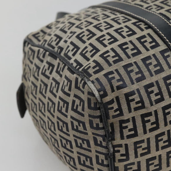 FENDI Zucchino Canvas Hand Bag Navy Silver Auth 123956