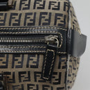 FENDI Zucchino Canvas Hand Bag Navy Silver Auth 123956-17