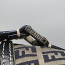 FENDI Zucchino Canvas Hand Bag Navy Silver Auth 123956-18