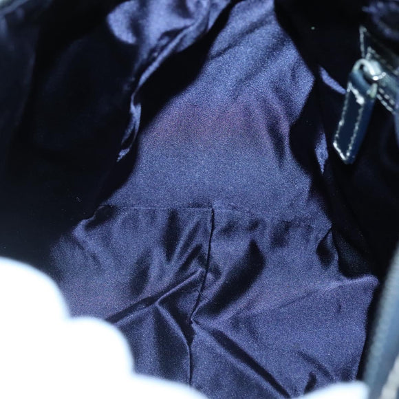 FENDI Zucchino Canvas Hand Bag Navy Silver Auth 123956