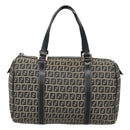 FENDI Zucchino Canvas Hand Bag Navy Silver Auth 123956-13