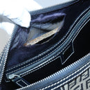 FENDI Zucchino Canvas Hand Bag Navy Silver Auth 123956-11