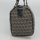 FENDI Zucchino Canvas Hand Bag Navy Silver Auth 123956-3