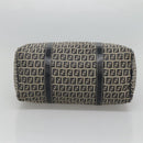 FENDI Zucchino Canvas Hand Bag Navy Silver Auth 123956-5