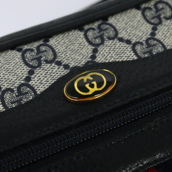 GUCCI GG Supreme Sherry Line Shoulder Bag PVC Navy Gold 98 02 004 Auth 123959