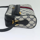 GUCCI GG Supreme Sherry Line Shoulder Bag PVC Navy Gold 98 02 004 Auth 123959-3